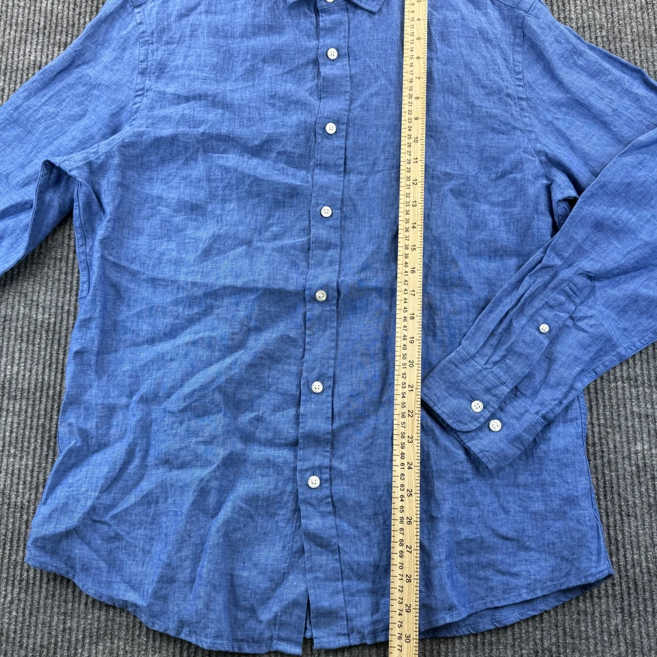 Camisa Charles Tyrwhitt Para Hombre Grande Azul 100% Lino Calce Ajustado Abotonada Informal Foto 2 de 4