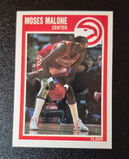 1989-90 Fleer Basketball Moses Malone #4 Atlanta Hawks NR MINT 89 HOF