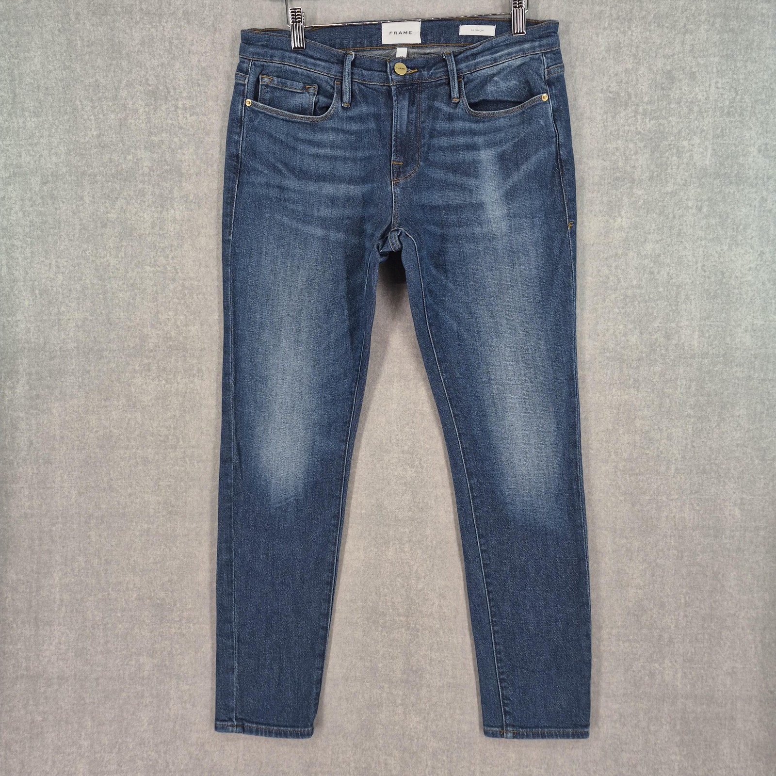 Frame Jeans Womens 27 Blue Le Garcon Riley Slim Boyfriend Stretch Denim Ankle