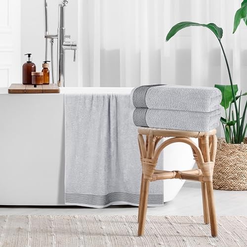 Ultra Soft 4 Pack Oversized Bath Towel Set 27x54 4 Pack Bath Light Grey - Picture 4 of 7