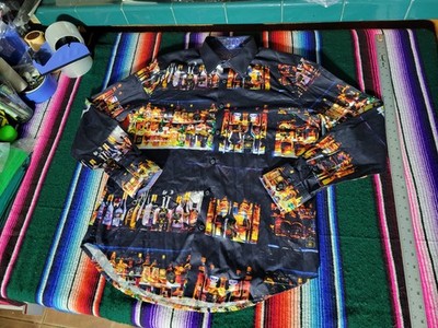 Robert Graham Whiskey in Jar Flip Cuff Long Sleeve Shirt Size Medium