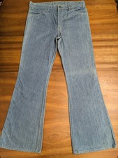 Vintage 70  s Levi  s 663 Orange Tab Bellbottom Flare Denim Jeans Size 38x34 MINT