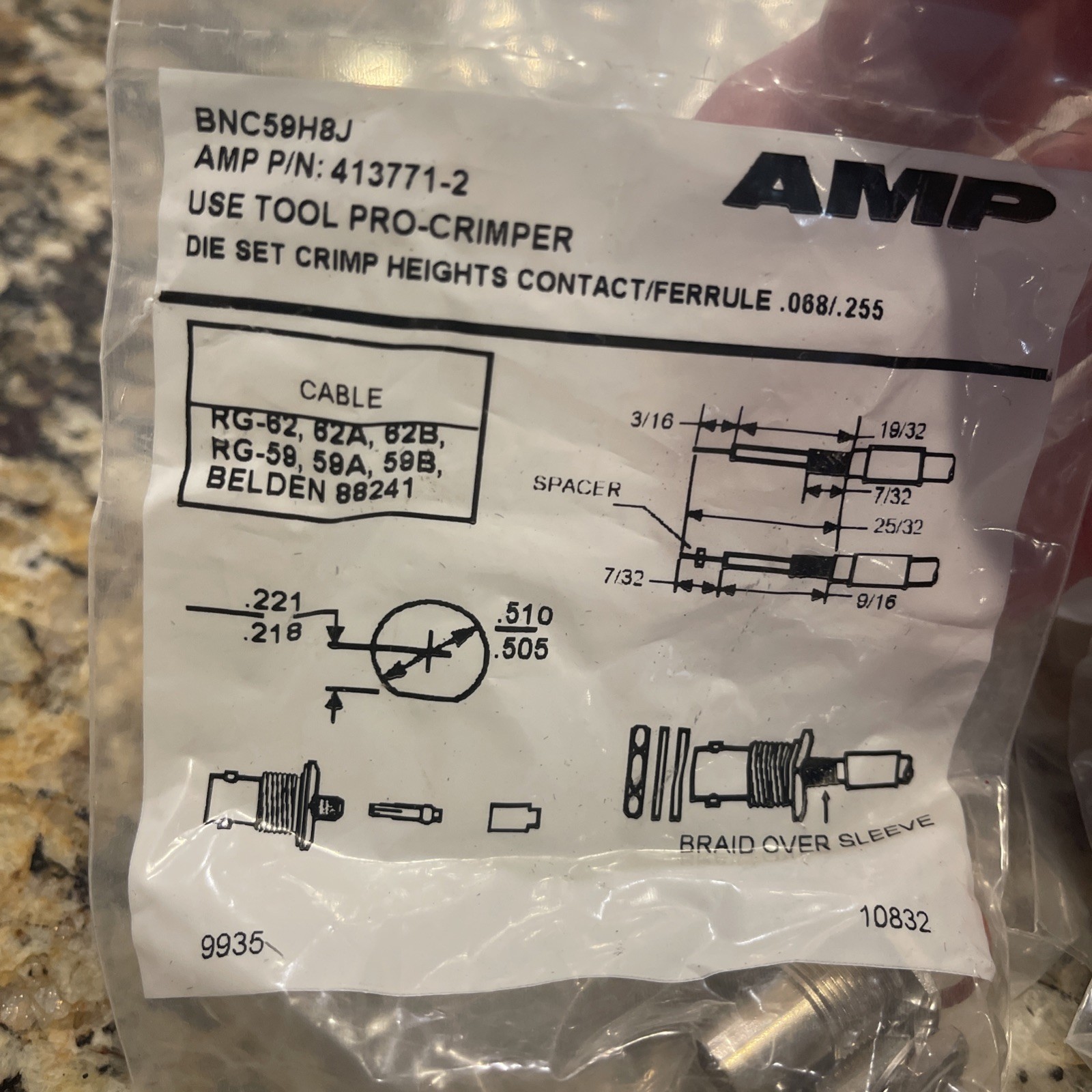 AMP BNC59H8J Lot Of (20) New In Packages.  413771-2