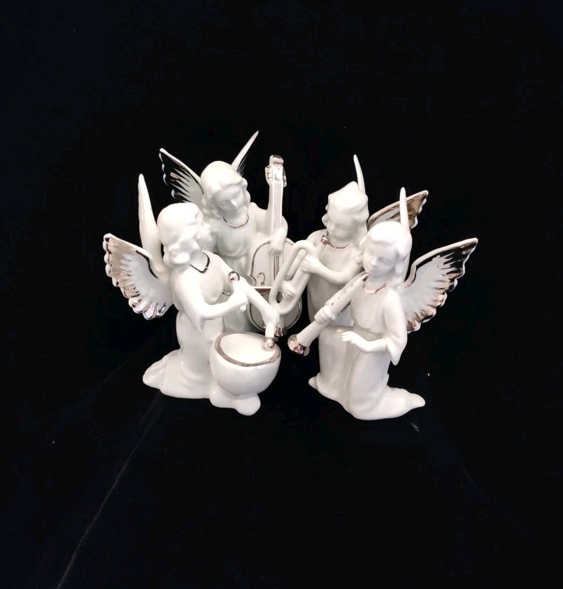 Set 4 Vintage Dresden Germany Musical Angels Instruments Figurine