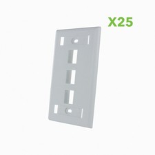 25 X 3-Port Keystone Jack RJ45 CAT Network Faceplate Wall Plate- White w/Windows