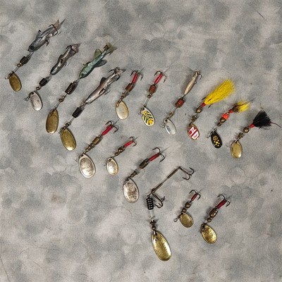 Vintage Mepps Spinner Lot (16) France Aglia Black Fury Fur Tail Fishing Lures