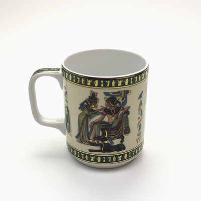 Ägyptische Porzellan Tasse | Fathi Mahmoud FM | Hieroglyphen Motiv Gold