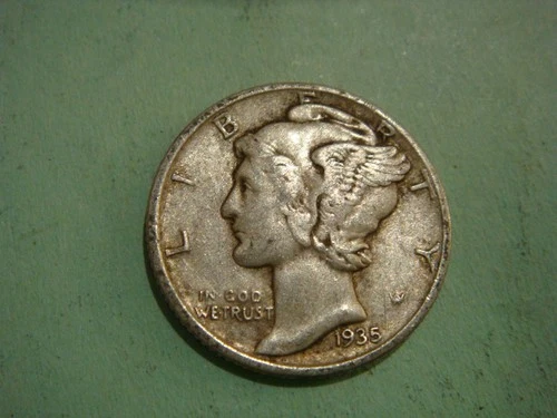 1935 P Mercury Dime XF- cond,  actual coin in photo