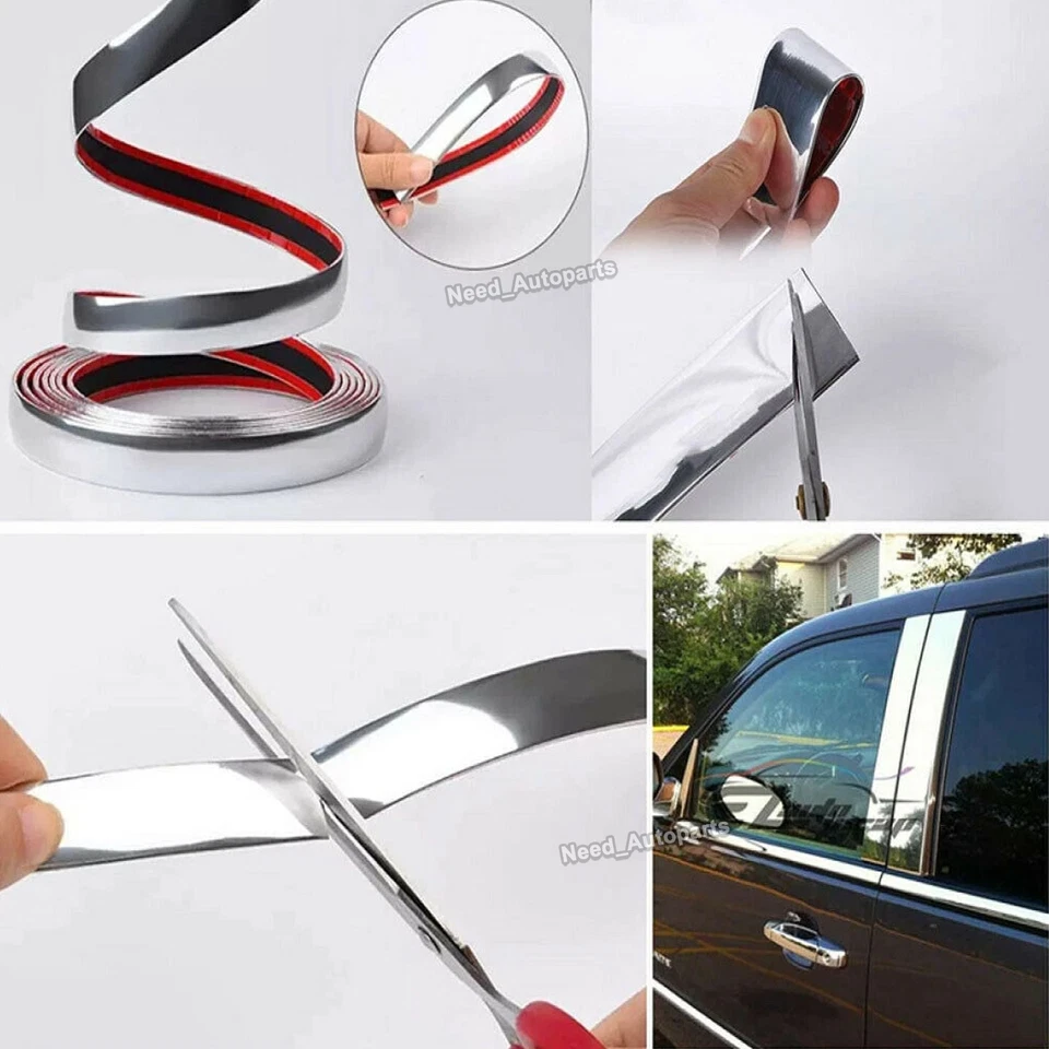1/2" Trim Chrome Molding Decoration Strip Car Door Body Side Protector 16ft Foto 4 de 4