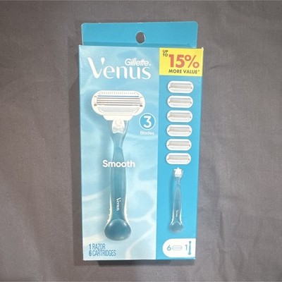 Gillette Venus Smooth Women s Cartridge Razor 3-Blade, Blue, w/Cartridges