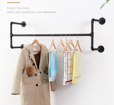 Wall Mounted Heavy Duty Clothes Rail Metal Garment Hanging Wardrobe Storage Rack