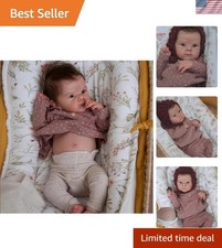 18-Inch Reborn Baby Doll - Full Silicone Girl with Hand-Rooted Hair  Diaper Set
