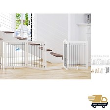 96-inch Extra Wide 30-inches Tall Dog Gate with Door Walk Through, Freestandi...