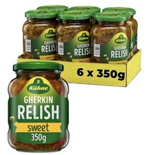 Kuhne Gherkin Sweet Pickle Relish 350g x 6 | Crunchy Gherkin Relish for Burgers