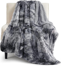 Gentlesoft Fluffy Fuzzy Faux Fur Throw Blanket, Soft Sherpa Fleece Cozy Gifts fo