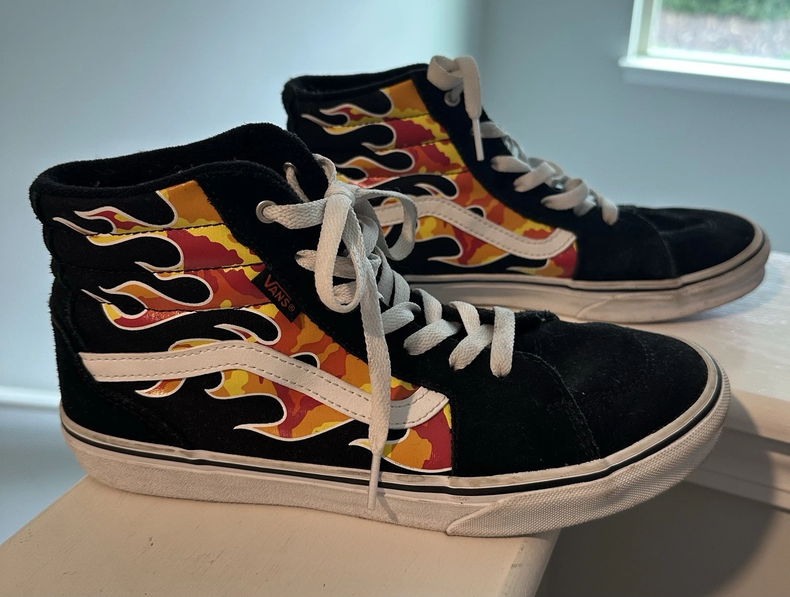 Vans Sk8 Flames scarpa sneaker skate alta uomo giovane taglia 7 donna 8 5