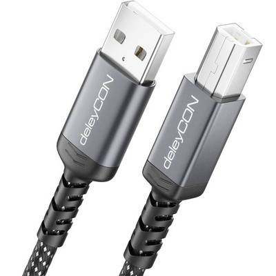 5m USB 2.0 Druckerkabel Scannerkabel Nylon Datenkabel USB-A zu USB-B Stecker PC