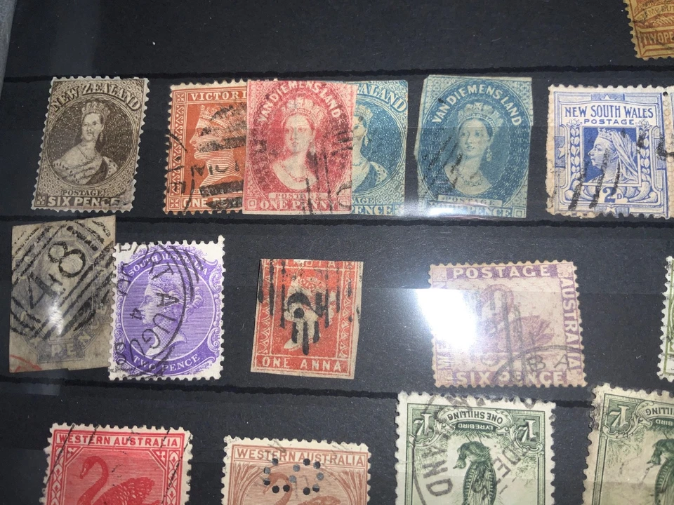 collection of stamps early australia India stamps includes van diemans land - Image 4 of 4