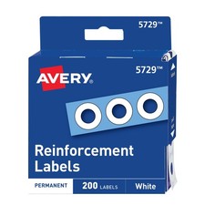 Avery Self-Adhesive Hole Reinforcement Stickers, 1/4" Diameter True, White 
