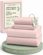 100 Organic Cotton Fully Elasticized California King Sheet Set, Low Pilling ...