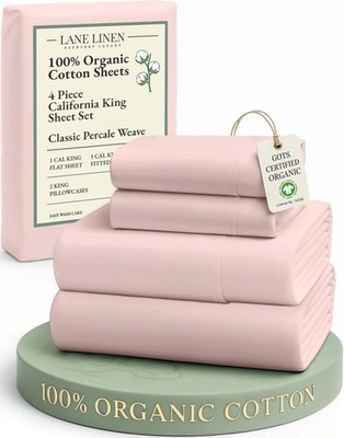 100% Organic Cotton Fully Elasticized California King Sheet Set, Low Pilling ...