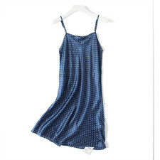 Womens 100 Pure Silk Full Slips Chemise Babydoll Nighties Sleepwear Size S Blue