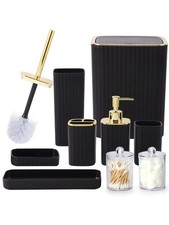 9-Piece Set Of Gold Bathroom Accessories, Black/White Bathroom Accessory