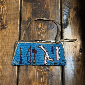 Rare fully beaded Indian 1870’s coin bag.