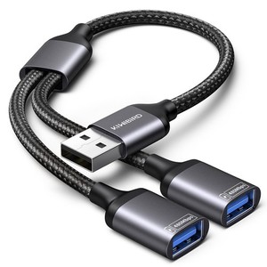 USB Fendeur 1 dans 2 Sortie, câble, double double port 1 Sac, gris