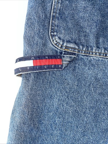 Vintage Tommy Hilfiger Jeans Shorts Herren 38 x 14 Y2K Carpenter Flagge Logo Patch - Bild 4 von 16