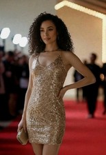 Forever 21 Gold Sequin Adjustable Straps Cocktail Party Prom Mini Dress! S