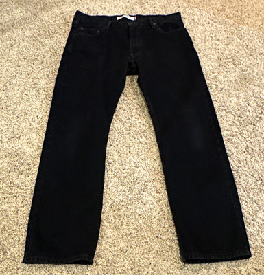 Levi's Men's Straight Fit Black Dark Wash Denim Jeans Cotton 5-Pocket Mid Rise