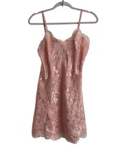 Vintage Victoria's Secret Pink Lace Slip Dress Nightie Lingerie Medium M