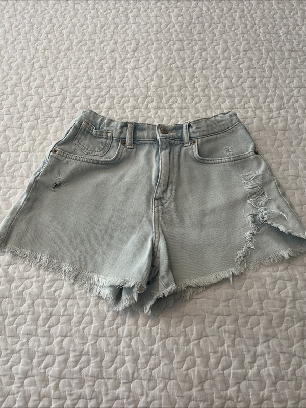 Zara Light Wash Distressed Denim Shorts, Girl’s Size 13-14
