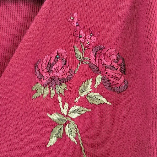 R&K Originals Maroon Cropped Embroidered Sweater Very Cute Size 8 - Picture 3 of 5