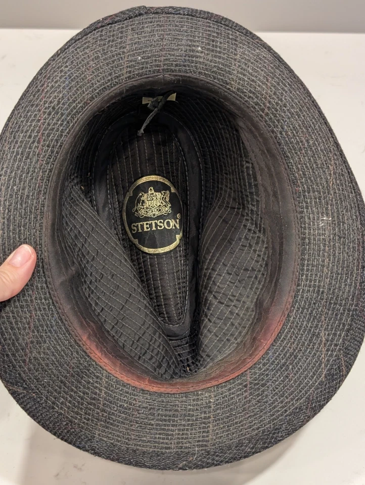 Винтажная мужская шляпа-федора Stetson средний размер США серая шерсть - Изображение 4 из 4