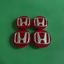 Honda Civic Fit Insight Red Silver Wheel Center Caps 58mm 2.25in Rim Hubcaps X4