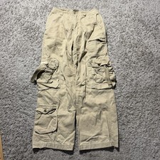 Vintage Y2k OTB Boys Paratrooper Cargo Pants 25x25 Baggy Tan Beige Military