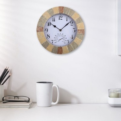 Eingebautes Thermometer 10 Zoll Uhr Gartenuhr Harz Wanduhr gut ablesbar