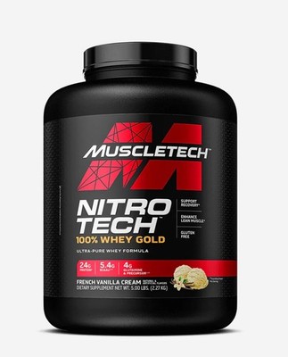MuscleTech 5LB 100% Whey Gold 24g Protein (French Vanilla Cream) *EXP AUG/2027*