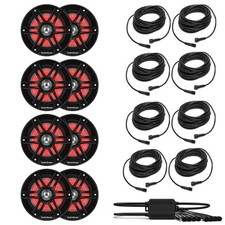 Rockford Fosgate 4 Pairs M2-65B Marine Black  PMX-RGB Optix  RGB-25 Cables