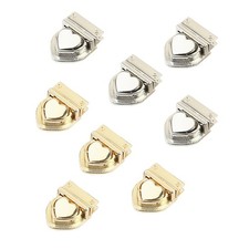 8 Pcs Heart Tuck Lock Clasp Catch, Purse Thumb Buckle Classic Gold , Silver