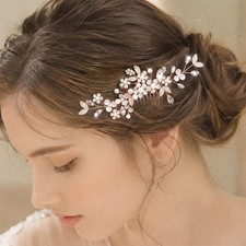 Crystal Bride Wedding Hair Comb Rhinestone Bridal Hair Piece Flower Hair Acce...