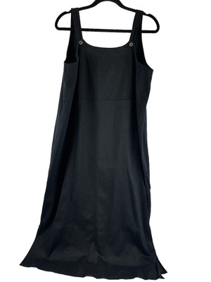 Cherokee Plus Apron Maxi Dress Black Button Straps Cotton Rayon Straight Womn 18