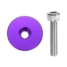 Bicycle Headset Stem Top Cap 1-1/4" OD Glossy Surface with M6 Bolt Purple