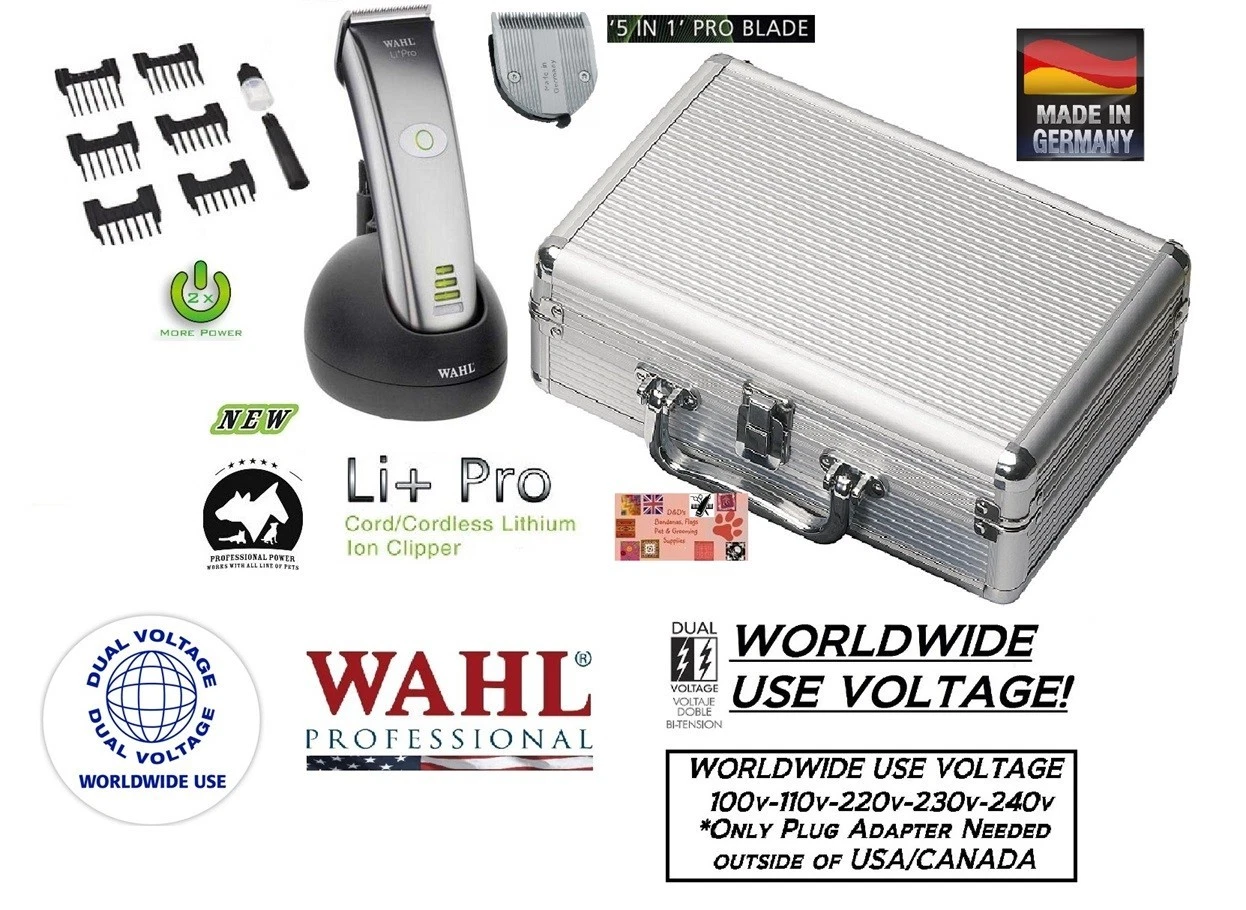 Wahl Professional Animal Pet Li+ Pro Cordless Clipper Kit 5 in 1 PRO Blade,Combs