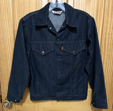 Vintage 70s Levis Denim Jacket Youth Boys 16 Orange Tab