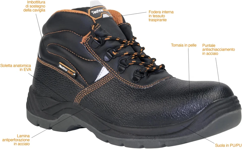 SCARPE ANTINFORTUNISTICHE ALTE shape S1P SRC pelle DA LAVORO LEGGERE CON PUNTA - Image 3 of 4