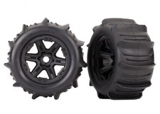 Traxxas 8674 Paddle Tires on Black 3.8" Wheels, E-Revo