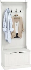 HOMCOM 3-in-1 Hall Tree with Shoe Storage, Standing Coat Rack with Shoe Bench